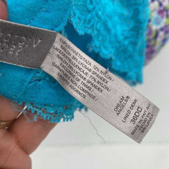 Victoria's Secret Dream Angels Lined Demi 36DD Blue Floral Lace - Picture 6 of 6